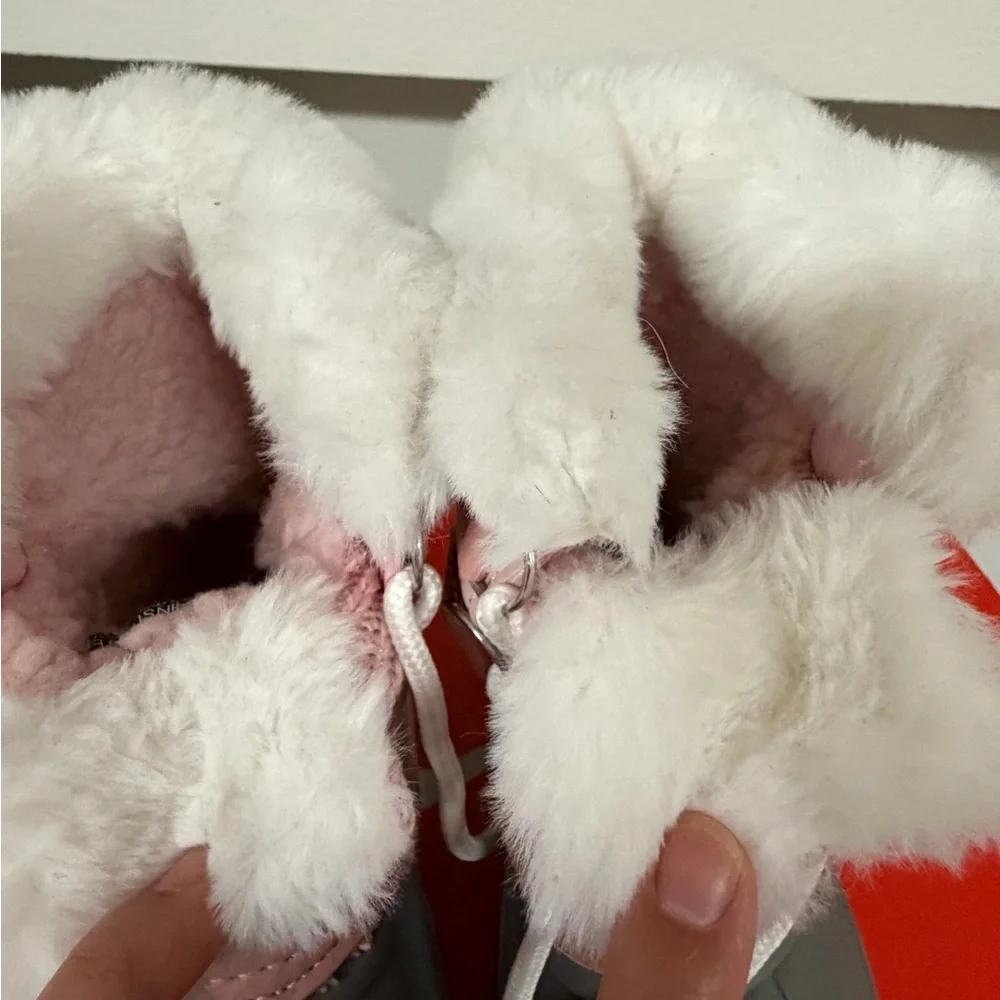 London Fog Pink and Gray Girls Faux-Fur Winter‎ Boots